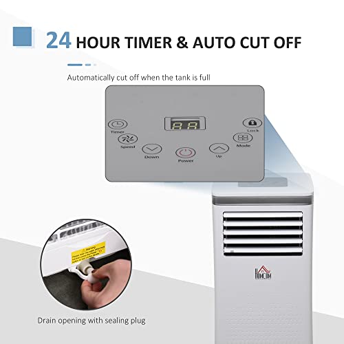 Homcom 10000 Btu Mobile Portable Air Conditioner For Home Office Cooling, Dehumidifier, And Ventilating With Remote Control, White #TOP5