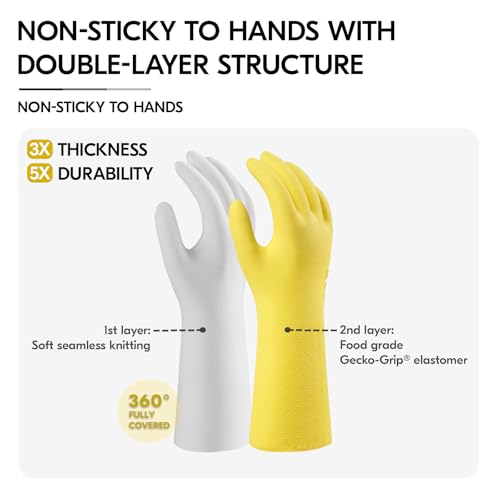 Vgo... Heavy Duty Cleaning Gloves Lined Nylon, Household Gloves Reuseable in TPE Latex Free - Image 2