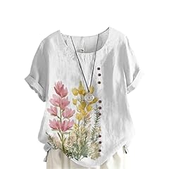 Womens Floral Print Linen Shirt 05