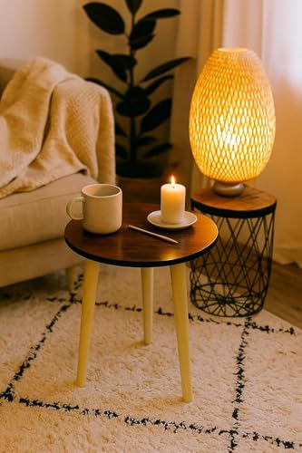 Image of Engineered Wood Foldable Round Shaped Side Table (Brown)