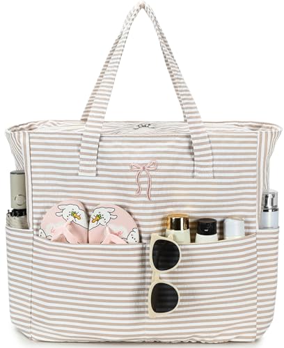 Beach Pool Bags Tote for Women Ladies Large Gym Tote Carry On Bag With Wet Compartment for Weekender Travel Waterproof