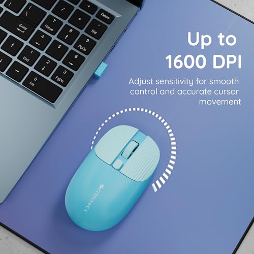 Image of Zebronics Freego Pro Wireless Mouse, 2.4GHz, Up to 1600 DPI, 3-Level DPI Switch, 4 Buttons, USB Nano Receiver, High Precision, Power Saving Mode, Ergonomic Design, Multi-Surface Support (Blue)
