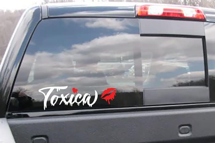 Miniatura 2 de Toxica Lips - Calcomanía de corazón para ventana, automóvil, camión, SUV, divertida bandera para parachoques de laptop (13 x 3.8 pulgadas)
