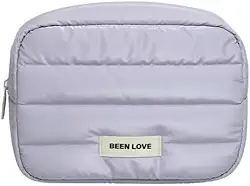 Necessaire puffer de Viagem Acolchoado, Bolsa de Maquiagem Grande, Organizador de Artigos de Higiene Pessoal (LìLAS)