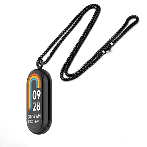 CZhkg Anhänger Lanyard für Xiaomi Mi Band 8 Armband, 2 Armbandanschlüsse, Edelstahl Anhänger Halskettenarmband, Metallverbindungs Befestigungsverbinder für Xiaomi Band 8 Zubehör (schwarz1)
