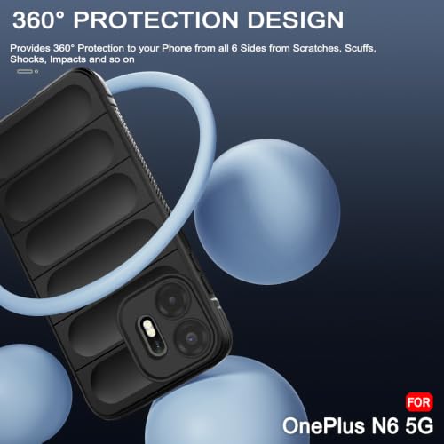 Image of TheGiftKart Liquid Silicon Back Cover Case for OnePlus N6 5G | Shockproof Military Grade Protection | Micro-Fibre Cloth On Inner Side | Anti-Slip Grip Back Case Cover for OnePlus N6 5G (TPU, Black)