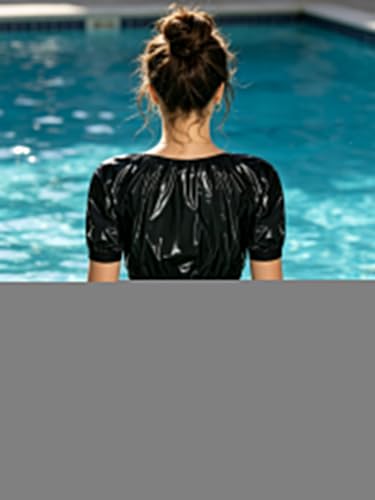 Traje baño dos piezas mujer con top manga corta ropa noche pantalones desprendibles club piscina 6