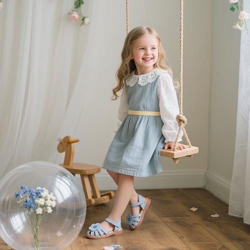 Image of Flaryzone Girls Sandals Closed Toe Summer Flats Dress Sandals Shoes Toddler /Little Kid