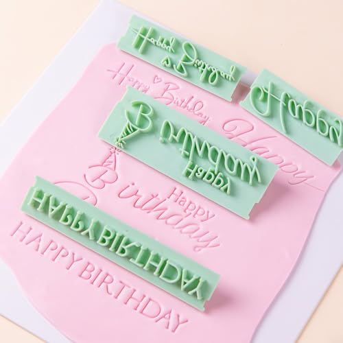 KALAIEN 8Pcs Happy Birthday Fondant Stamp,Custom Cookie Stamp, Happy Birthday Letters Embosser for Cake,DIY Cake Decorating Printing by KALAIEN - Image 9