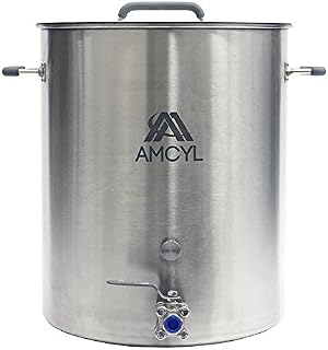10 Gallon Brew Kettle Stainless Steel with Lid and Ball Valve