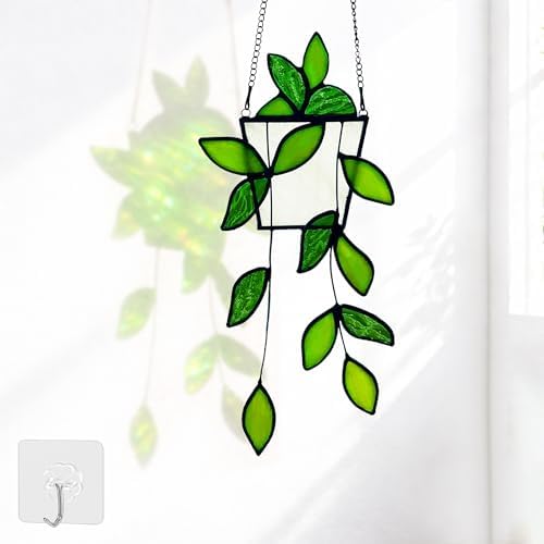 Plant Stained Glass,Stained Glass Window Hanging,Real Handmade Su...