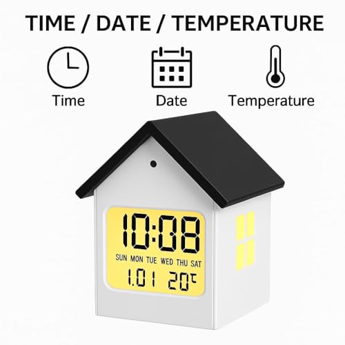 Image of CBK Digital Alarm Clock with Week,Date,Days-Month,Temperature Display,Compact Desk Table Clock for Students,Office,Bedroom,Living Room,Home Decor,Corporate Use (Dream Home Clock)