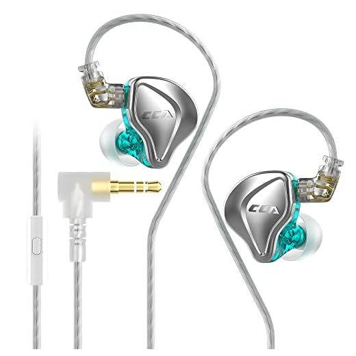 CCA NRA Wired Earbuds in Ear Monitor Headphones with Electrostatic and Dynamic Hybrid HiFi Drivers Noise Isolating 3.5mm Bass Earbuds with Detachable Tangle-Free Cord (with Mic)