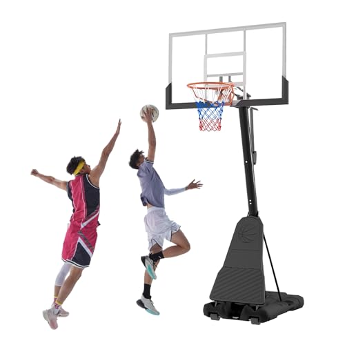 Aro De Baloncesto Portátil con Ruedas, Estante De Baloncesto De 8 A 10 Pies con Tablero Trasero De 51 Pulgadas, para Jóvenes, Adolescentes Y Adultos