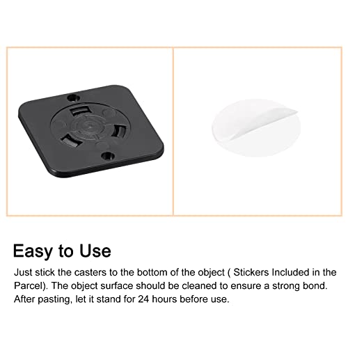 Uxcell Small Adhesive Caster Wheels, Mini Swivel Universal Sticky Pulley 360 Degree Rotation For Trash Can, Storage Box (4Pcs, Black) #TOP3