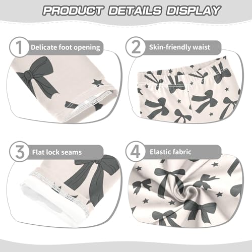 Black Cute Bow Girls Leggings,Workout Leggings for Girls Toddler Athletic Leggings Size for 3-10T3