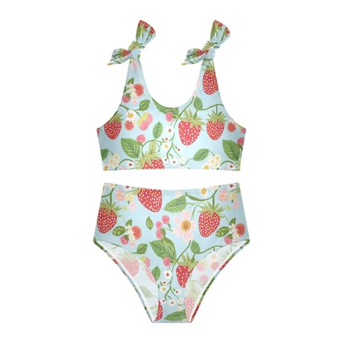 Wusikd Strawberries Girls Swimsuits Two Piece Flowers Swimwear Bikini Set for for Girls Size 3T3
