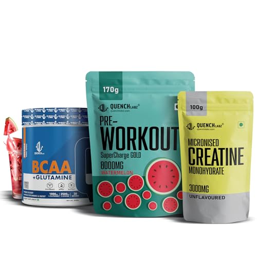 Image of Creatine Unflavoured (100gm) + Pre Workout Watermelon (170gm) + BCAA Watermelon (240g)