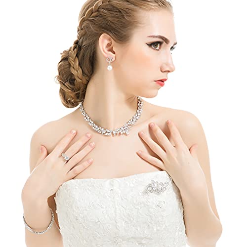 YOQUCOL Cubic Zirconia Crystal Rhinestone Wedding Brooch Pin for Women Brides Jewelry2