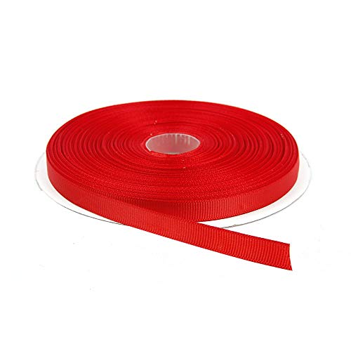 Topenca Supplies 3/8 Inches x 50 Yards Double Face Solid Grosgrain Ribbon Roll, Red