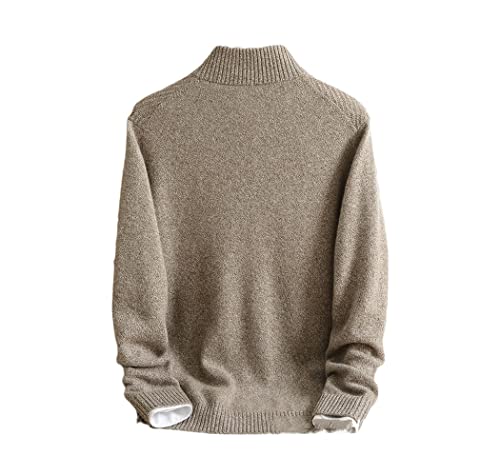 Men's 100% Cashmere Sweater Winter Half High Collar Button Pullover Middle-Aged Retro Jacquard Knitted Warm Jumper3