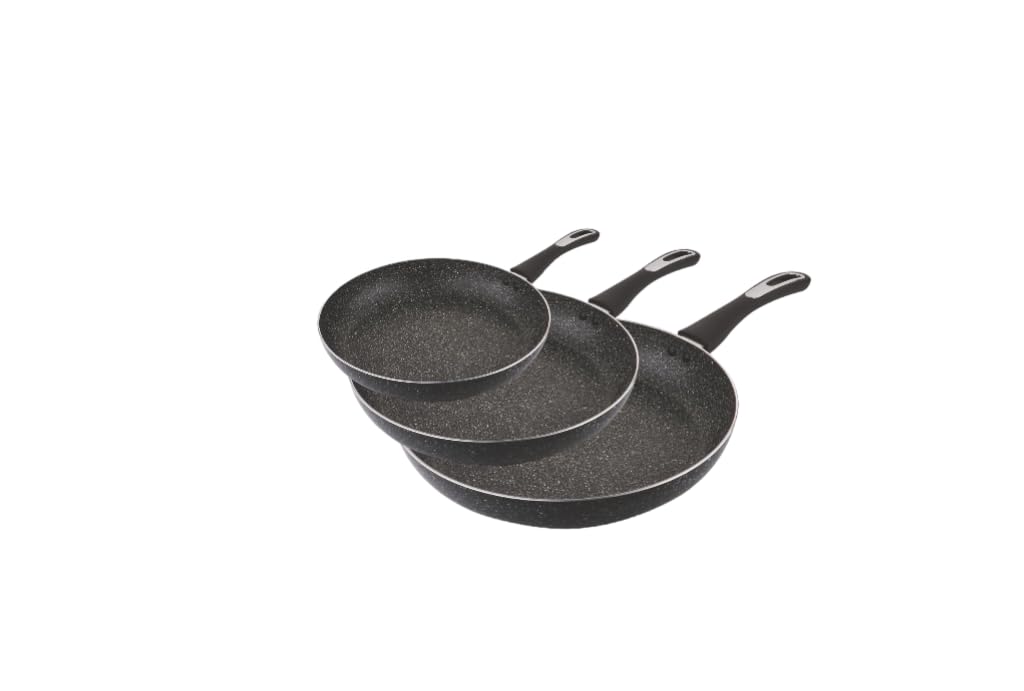 NovatoStar Frying Pan Non-Stick, Induction Fry Pan, Scratch Resistant 22cm, 26cm and 30cm (Chrome Finish, 3 Pcs Set)