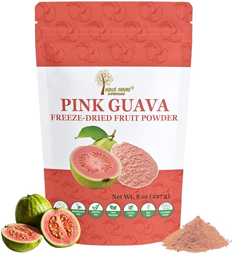 Indus Farms Freeze-Dried Pink Guava Fruit Powder, Single-Ingredient Flavor for