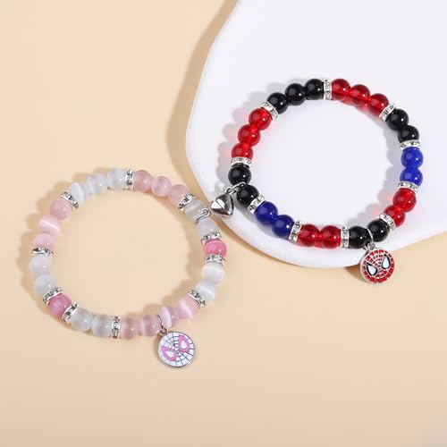 Korotho Matching Spider Bracelets for Couples Best Friend, Christmas Matching Heart Charm Bracelets Gifts for Couples Friends Spider Friendship Jewelry to Sister Bestie Long Distance Gift for Bf Gf3