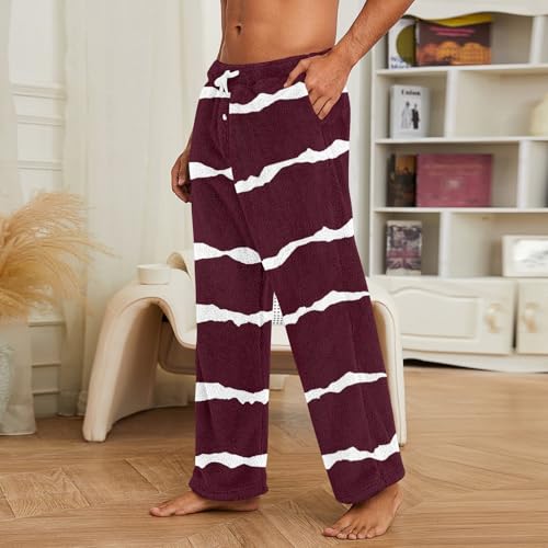 Mens Plush Warm Pajama Pants Fluffy Soft Fleece Sleep Pant Lounge Pj Bottoms for Men4