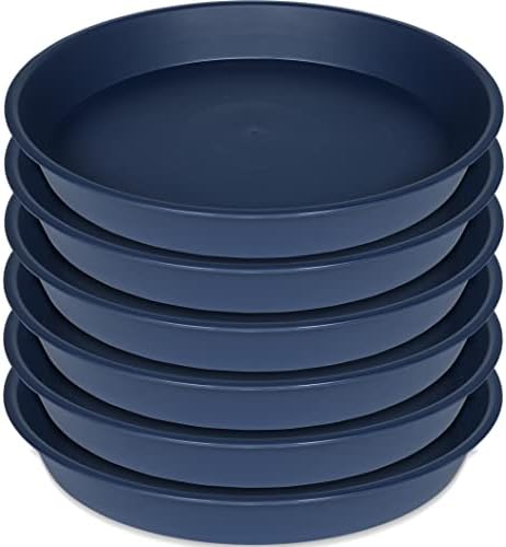Bleuhome 6 Pack of 6 inch Plant Saucer Drainage Tray, 4 5 7 8 10 12 13 15 17 19 inch Plastic Plant Water Tray, Bird Bath Bowl, Flower Saucers for Indoors, Plant Dishes for Pots Base (6 inch, Blue)