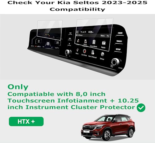 Image of OHAYO Military Strength Screen Protector For KIA SELTOS 2023-2025 9H+ Hardness, Strong Protection, Full Screen Edge-to-Edge Cover, Scratch Resistant, Bubble-Free Install, Ultra HD Clarity,With installation kit