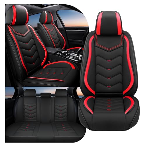 ACDY Car Seat Covers Fit for Nissan Versa 2000-2025, Stylish Sport Seat Covers, Waterproof Wear-Resistant Premium Nappa Leather Car Seat Cover.(Full Set/Black Red)