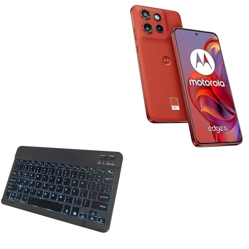 BoxWave Keyboard Compatible with Motorola Edge 50 Neo - SlimKeys Bluetooth Keyboard - with Backlight, Portable Slim LED 7 Colors - Jet Black