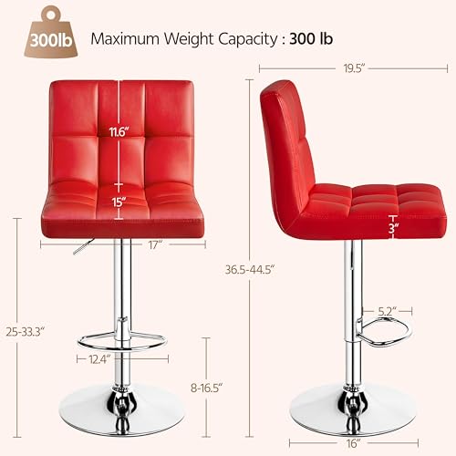 image for Yaheetech Bar Stools Set of 4, Adjustable PU Leather Swivel Barstools,