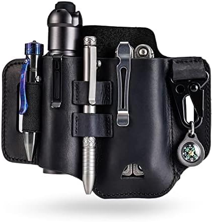 VIPERADE PJ35 Multitool Sheath for Belt, Leather EDC Pocket Organizer for Men, EDC Leather Sheath, EDC Belt Organizer (Black) - Image 4