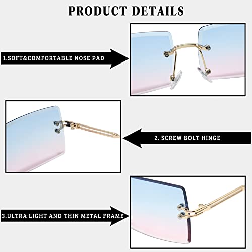 Image of Stylish Small Rectangle Sunglasses Women Men Tinted Frameless Eyewear Ultralight Candy Color Ocean Sun Glasses Shades NP1034