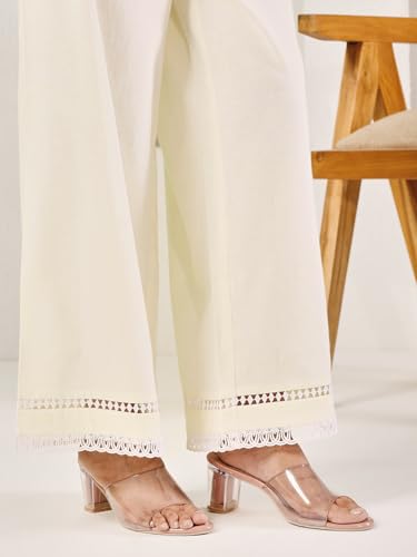 Image of FIORRA Women Baggy Fit Cotton Solid Palazzo