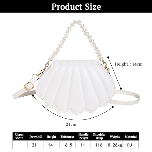 Image of SYGA Women's Casual Crossbody Purse, Small Size With Zipper Closure Shell Bag (White)