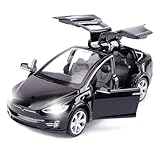 EROCK Diecast Car Toy Compatible for Tesla Model X, 1:32 Scale Alloy X Pull Back Vehicles Door Opening with Sound and Light, Mini X90 Collectible Toddlers Kids Gift, Model X (Black)