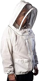 Forest Beekeeping Jacket - Ventilated Jacket with Fencing Veil Hood, Premium Beekeeping Jacket YKK Brass Zippers, Professional, Commercial, and Beginner Beekeeper Jacket (X-LARGE)