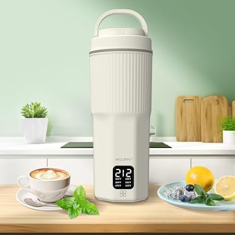 450ml Travel Kettle, Portable Electric Kettle, Mini Electric Kettle 316 Stainless Steel Portable Kettle with 6 Temperature, Dual Voltage 100-240V, Boil Dry Protection, BPA-Free Cover