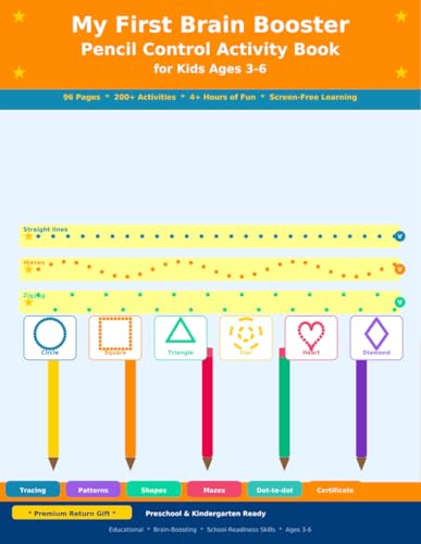 My First Brain Booster Pencil Control Activity Book for Kids: 200+ Tracing Exercises — Lines, Patterns, Shapes & Mazes | Pre-Writing Skills Workbook ... | Premium Return Gift | Screen-Free Learning image 2