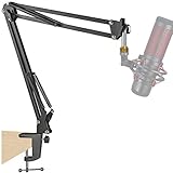 QuadCast Boom Arm Mic Stand, Adjustable Suspension Boom Scissor Arm Stand for HyperX QuadCast, QuadCast S – RGB USB Condenser Microphone by SUNMON