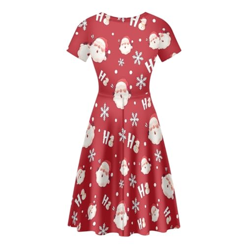 Image of Forchrinse Summer Dresses for Women Crew Neck Short Sleeve Midi Dress Casual Beach Vacation Sundress