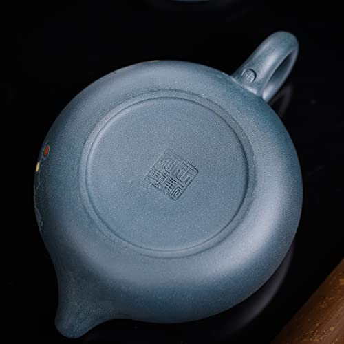 Siline Genuine Yixing Clay Teapot 6 Oz With 2 Cups,Infuse Brew Kung Fu Loose Leaf Tea Pot Set -Flowerxishi,Green Clay #TOP5