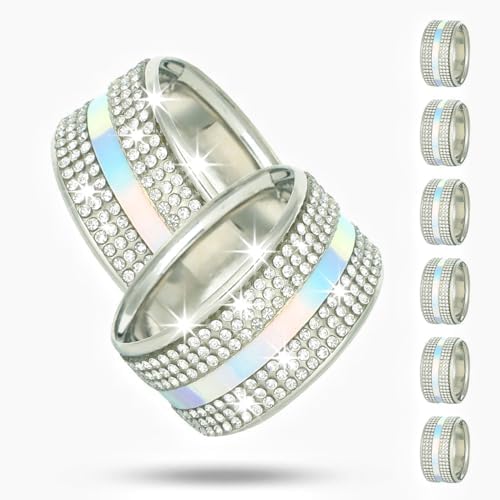 Gold Diamond Napkin Rings Set of 6,Bling Crystal Napkin Holder Glam Stainless Steel Framed Serviette Buckles for Christmas, Wedding, Party, Holiday, Banquet,Everyday Table Setting Decor (12, Silver) image 2