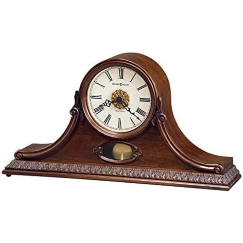 Howard Miller Waldron Mantel Clocks II, Westminster Dual-Chime Movement Silent Clocks, Antique Brushed Brass & Cohoctah Cherry Finishing, Perfect for Living Room, Kitchen, Hall & Office Decor