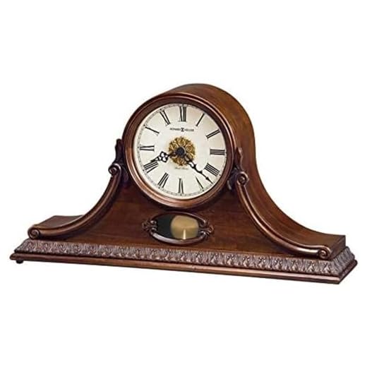 Howard Miller Waldron Mantel Clocks II, Westminster Dual-Chime Movement Silent Clocks, Antique Brushed Brass & Cohoctah Cherry Finishing, Perfect for Living Room, Kitchen, Hall & Office Decor