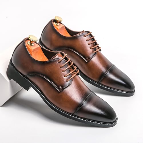 Men's Leather Dress Oxfords Classic Modern Derby Shoes Comfortable Business Formal Shoes4
