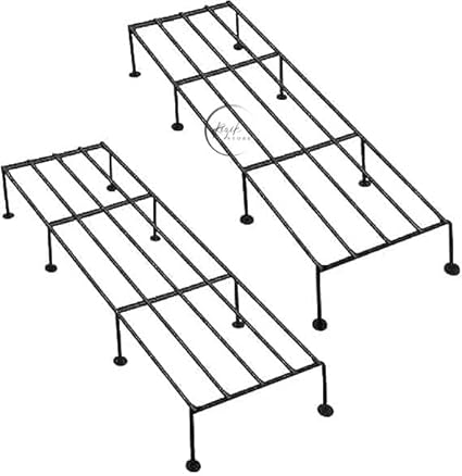 RIZIK STORE Galvanized Metal Floor Flower Stand for Living Room/Indoor and outdoor 24 inch Plant Stand (Black- pack of 2)